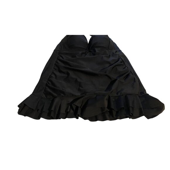 VM Women's 16W Black Halter Swim Dress Ruffle Hem Detail Beach Vacation Summer - Picture 12 of 15